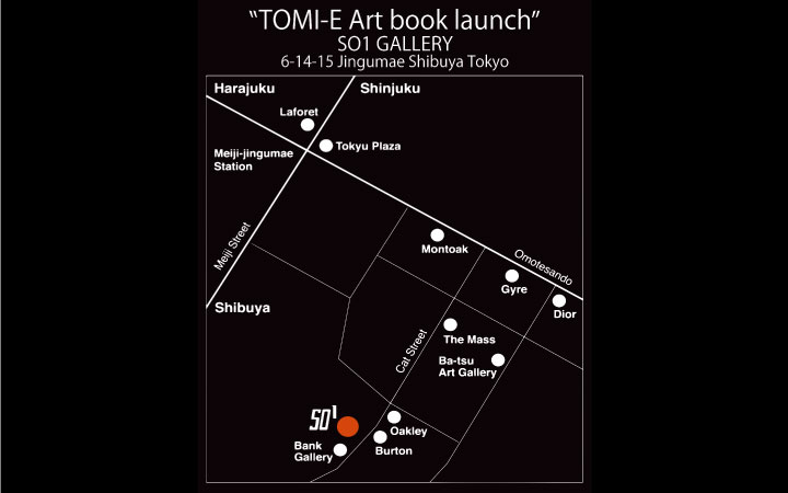 TOMI-E Art book launch map